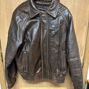 Vintage Wilsons Leather Brown Bomber Jacket L Thinsulate Ultra 90s Utility